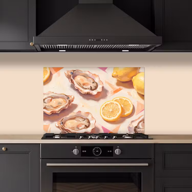 Kitchen splashback for hob - Still Life - Lemons - Oysters - Abstract - Orange — 5