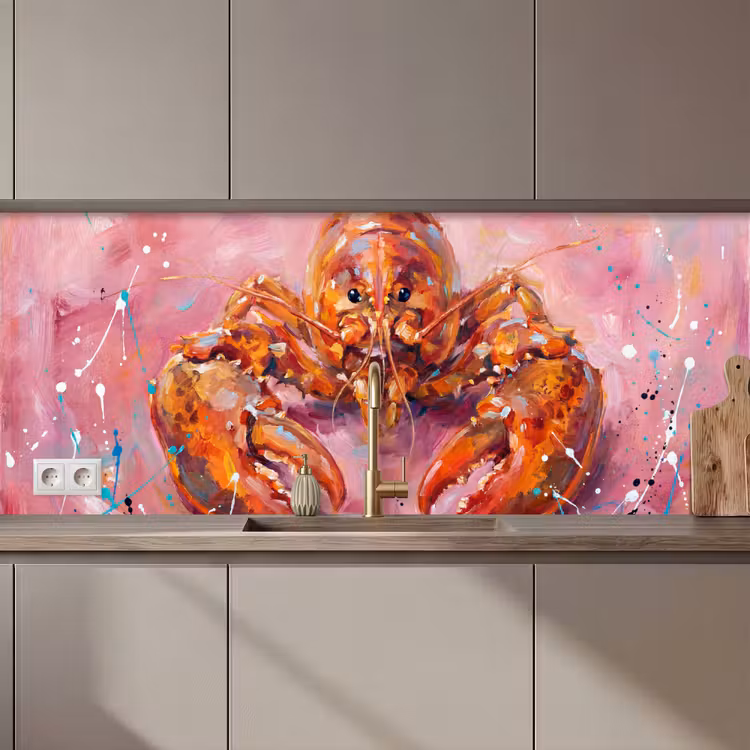 Kitchen splashback - Marine Life - Lobster - Spatters - Abstract - Pink — 1