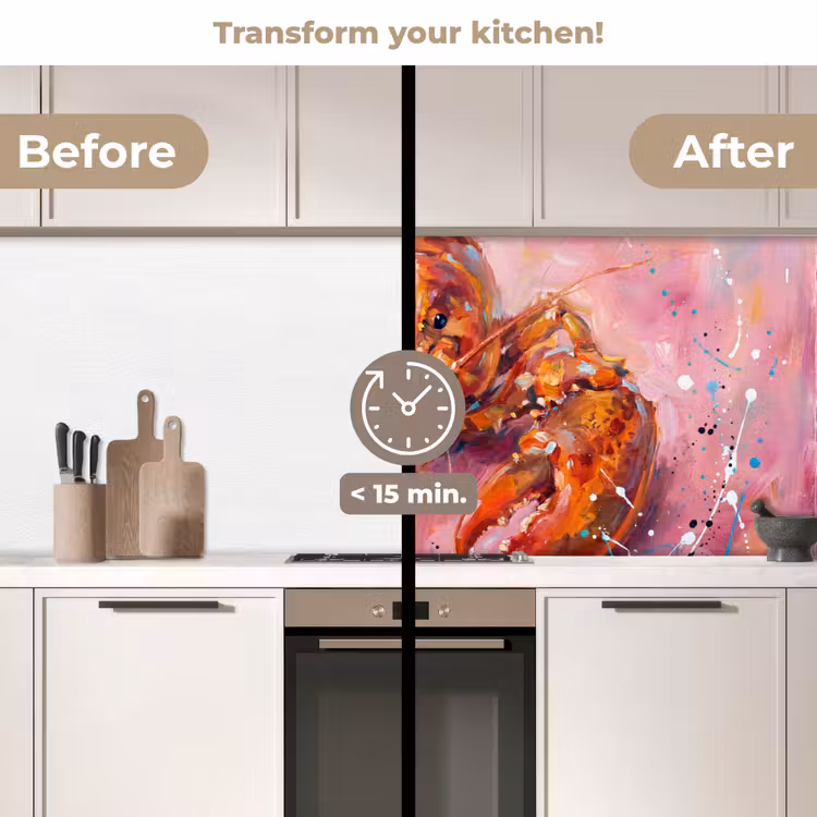 Kitchen splashback - Marine Life - Lobster - Spatters - Abstract - Pink — 3