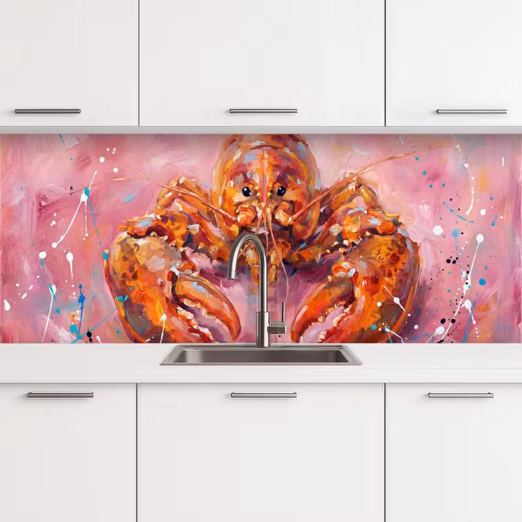 Kitchen splashback - Marine Life - Lobster - Spatters - Abstract - Pink — 4