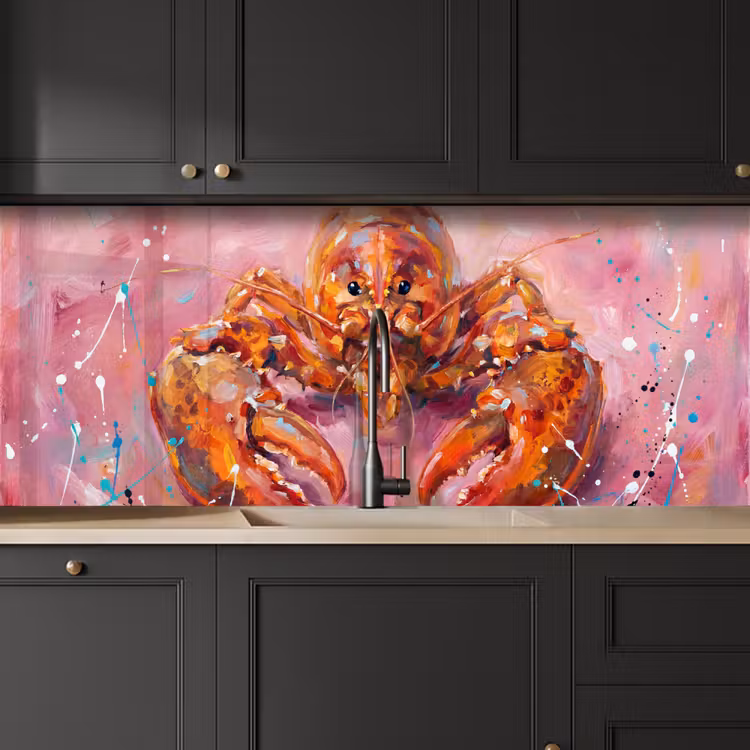 Kitchen splashback - Marine Life - Lobster - Spatters - Abstract - Pink — 6