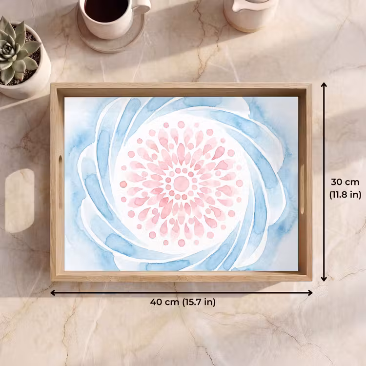 Tray - Abstract - Flower Shape - Watercolor - Pink - Blue — 7