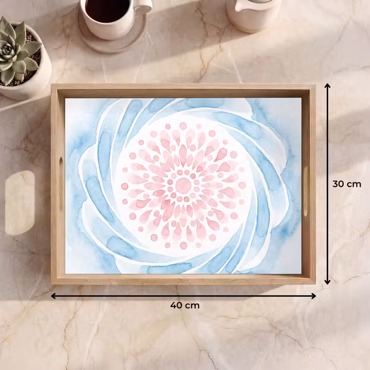 Tray - Abstract - Flower Shape - Watercolor - Pink - Blue — 8