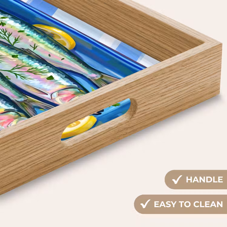 Tray - Fish - Lemon - Herbs - Food - Blue — 9
