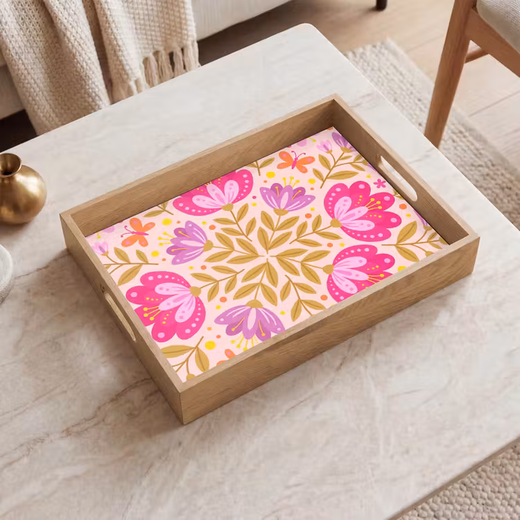 Tray - Flowers - Pattern - Nature - Abstract - Pink — 2