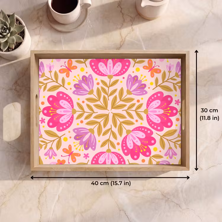 Tray - Flowers - Pattern - Nature - Abstract - Pink — 7