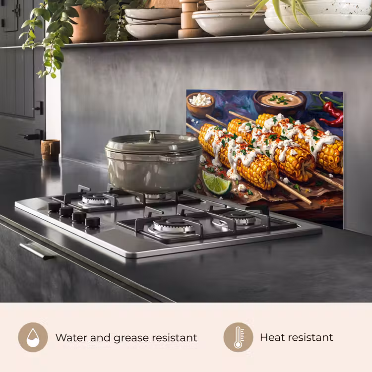 Kitchen splashback for hob - Food - Corn - Sauce - Painted - Yellow — 2