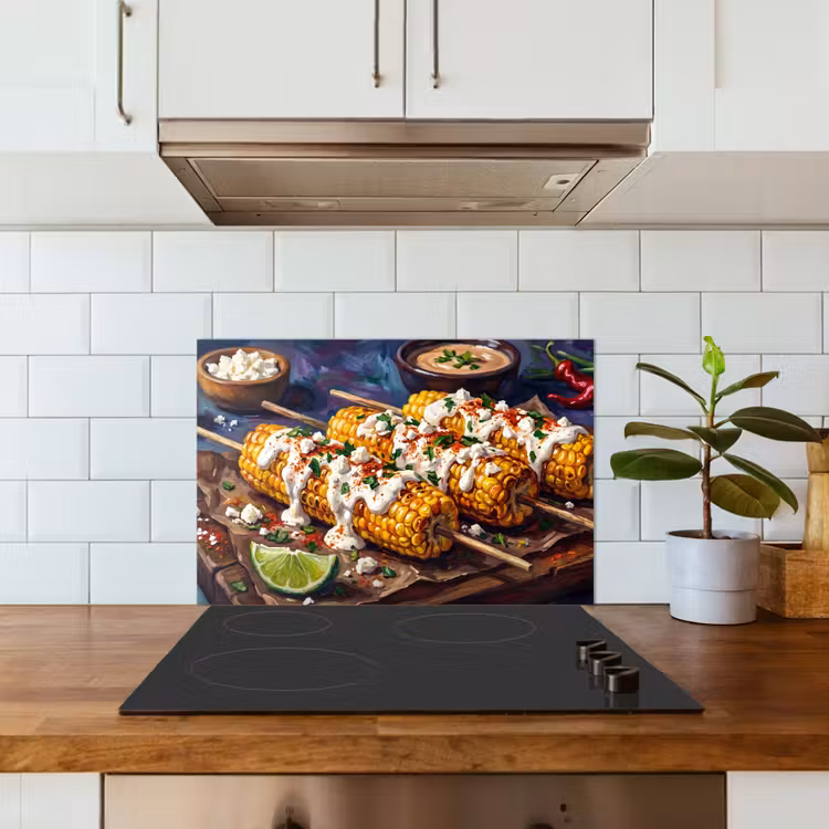 Kitchen splashback for hob - Food - Corn - Sauce - Painted - Yellow — 3
