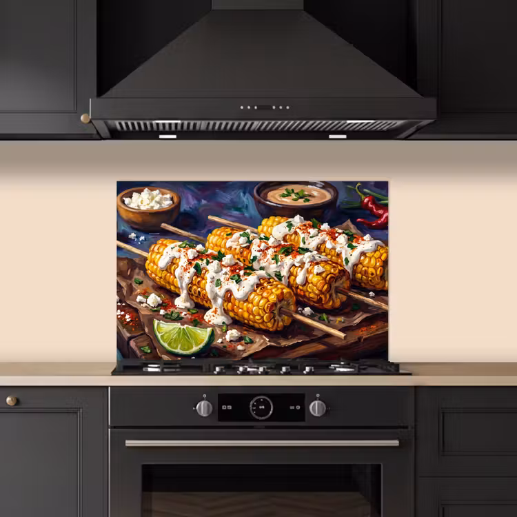 Kitchen splashback for hob - Food - Corn - Sauce - Painted - Yellow — 5