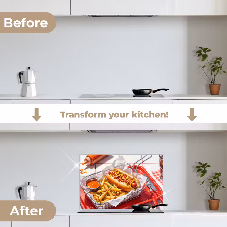 Kitchen splashback for hob - Food - Hot Dog - Fast Food - Modern - Red — 7