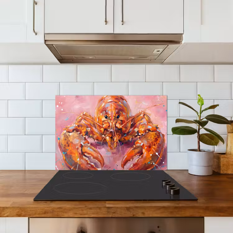 Kitchen splashback for hob - Marine Life - Lobster - Spatters - Abstract - Pink — 3