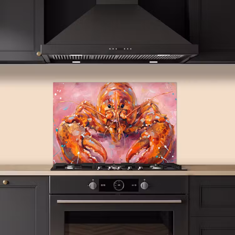 Kitchen splashback for hob - Marine Life - Lobster - Spatters - Abstract - Pink — 5