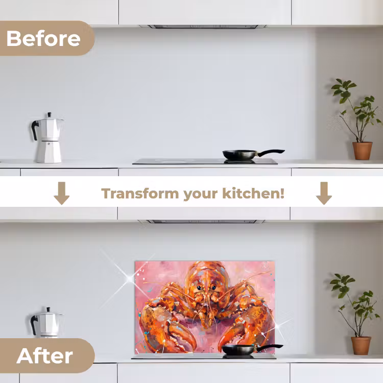 Kitchen splashback for hob - Marine Life - Lobster - Spatters - Abstract - Pink — 7