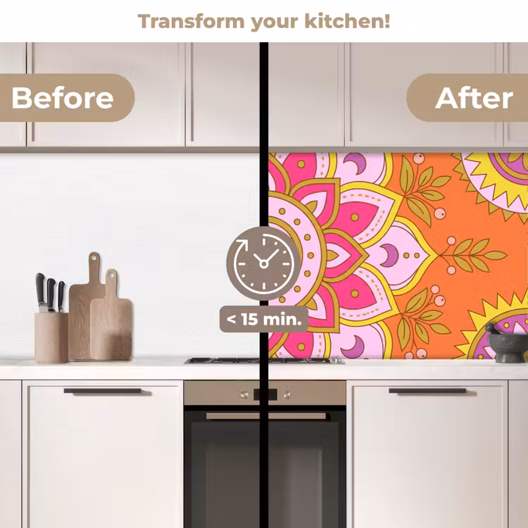 Kitchen splashback - Pattern - Floral Motif - Decoration - Abstract - Pink — 3