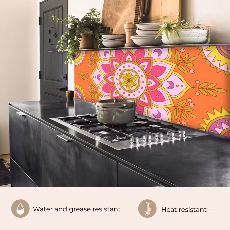 Kitchen splashback - Pattern - Floral Motif - Decoration - Abstract - Pink — 5