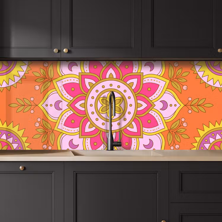 Kitchen splashback - Pattern - Floral Motif - Decoration - Abstract - Pink — 6