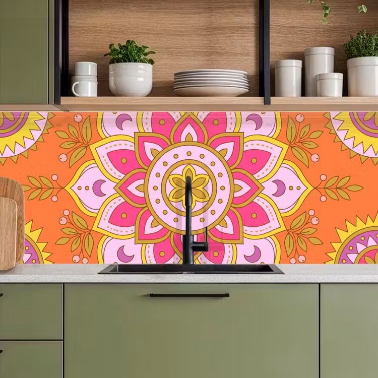 Kitchen splashback - Pattern - Floral Motif - Decoration - Abstract - Pink — 8