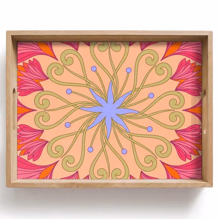Tray - Flowers - Pattern - Abstract - Pink - Decorative — 1