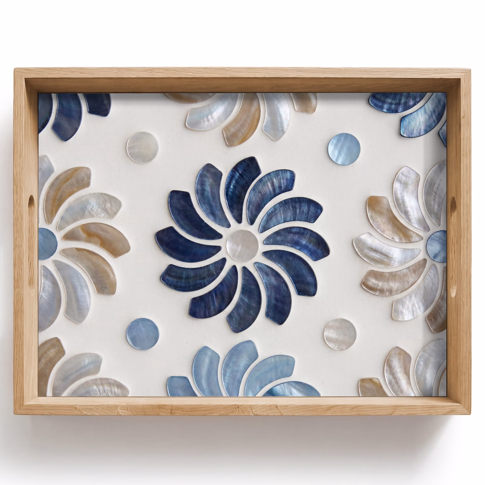 Tray - Flowers - Mother-of-Pearl - Abstract - Pattern - Blue — 1