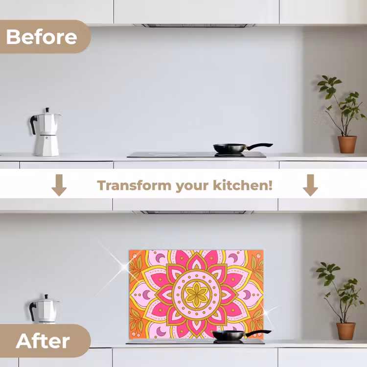 Kitchen splashback for hob - Pattern - Floral Motif - Decoration - Abstract - Pink — 7