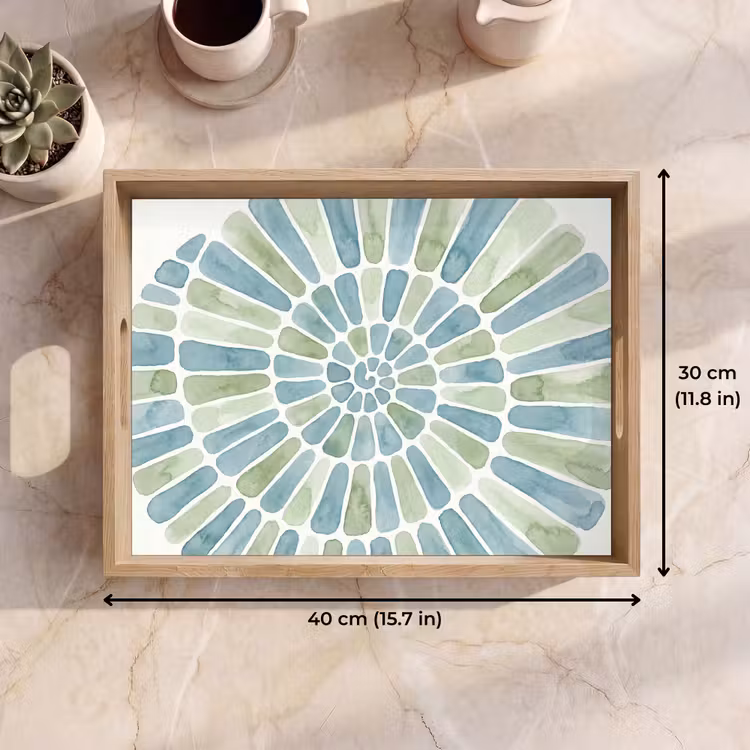 Tray - Abstract - Spiral - Pattern - Modern - Blue-Green — 7