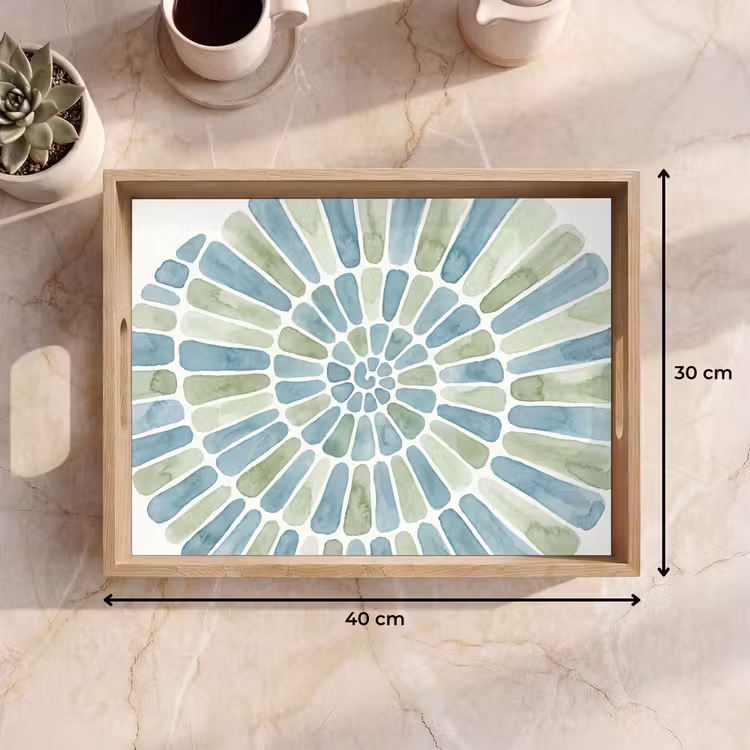 Tray - Abstract - Spiral - Pattern - Modern - Blue-Green — 8