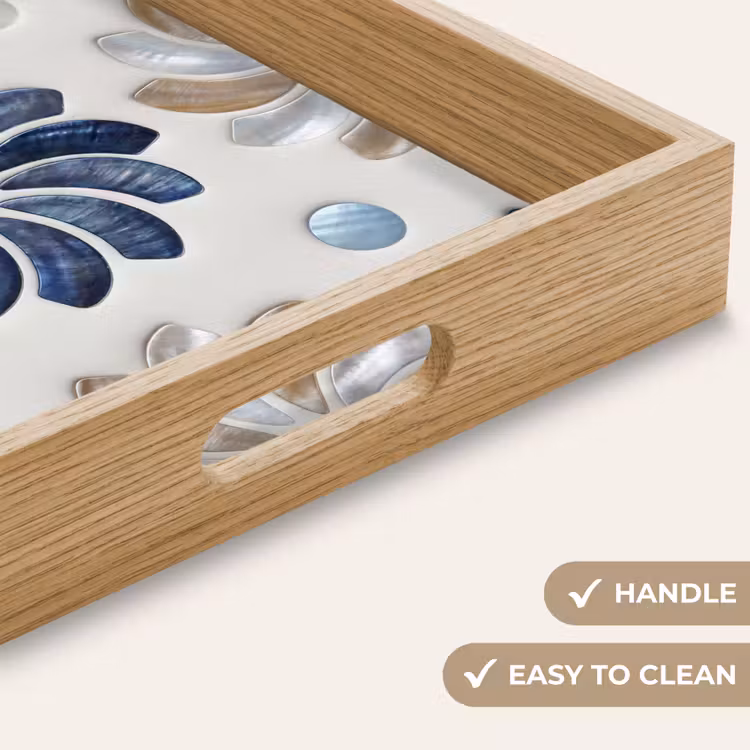 Tray - Flowers - Mother-of-Pearl - Abstract - Pattern - Blue — 9