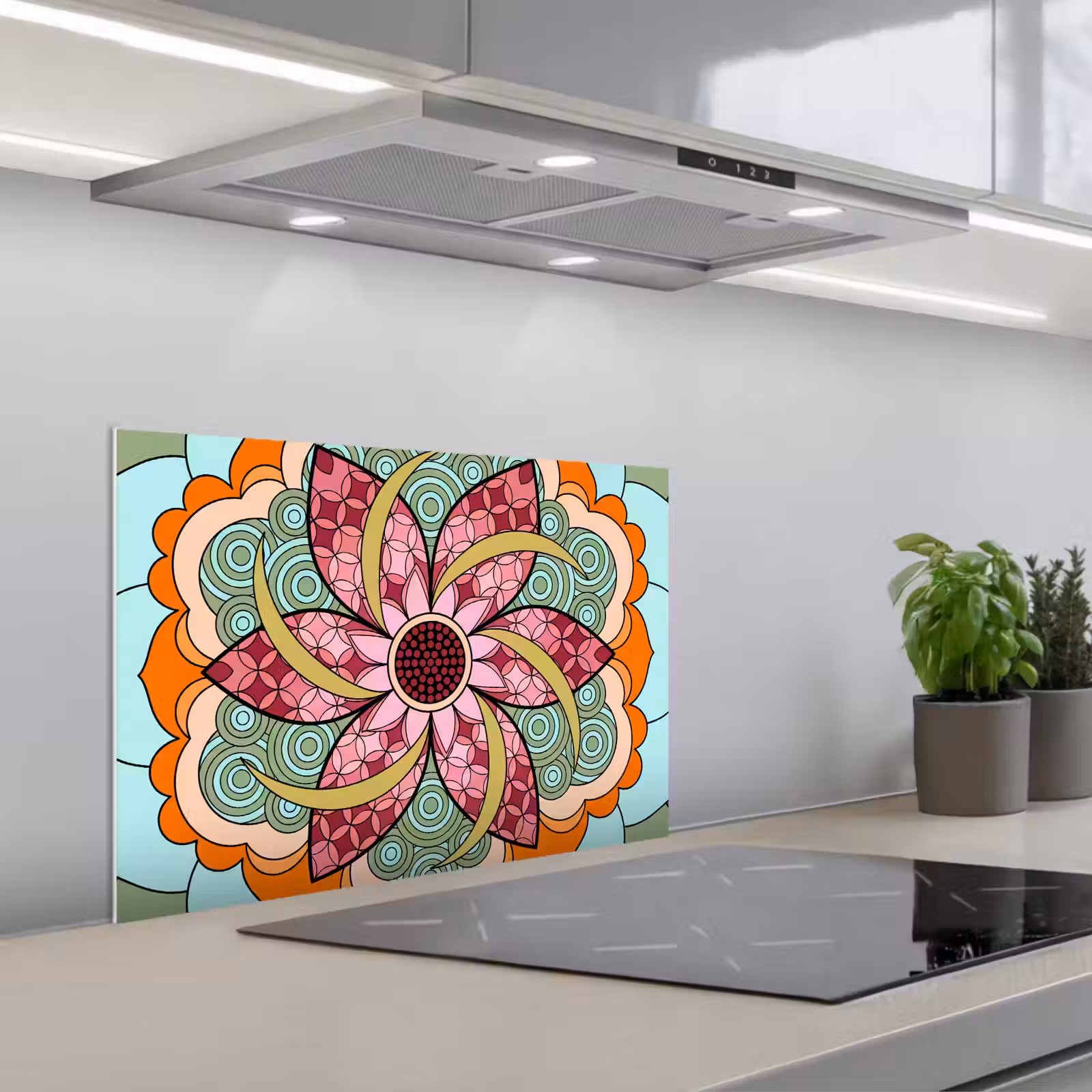 Kitchen splashback for hob - Mandala - Geometric - Art - Decorative - Colorful — 1