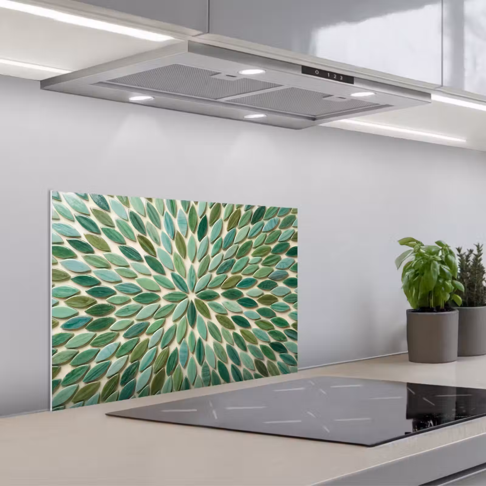 Kitchen splashback for hob - Pattern - Leaf - Green - Abstract — 1