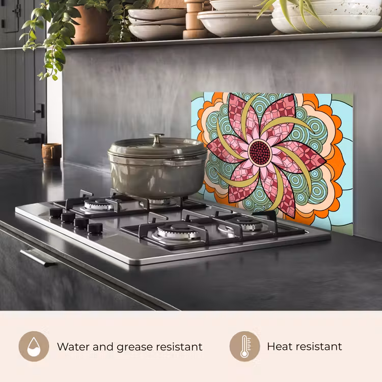 Kitchen splashback for hob - Mandala - Geometric - Art - Decorative - Colorful — 2