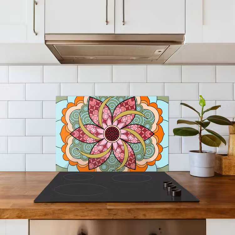 Kitchen splashback for hob - Mandala - Geometric - Art - Decorative - Colorful — 3