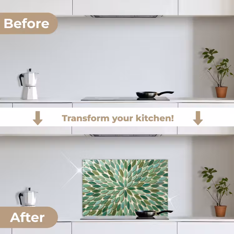 Kitchen splashback for hob - Pattern - Leaf - Green - Abstract — 7