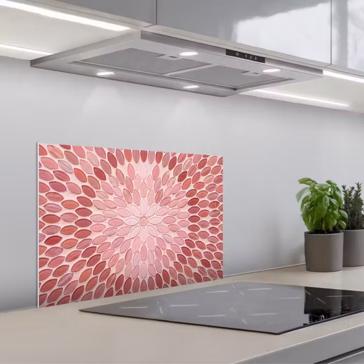 Kitchen splashback for hob - Pattern - Mosaic - Oval - Abstract - Pink — 1