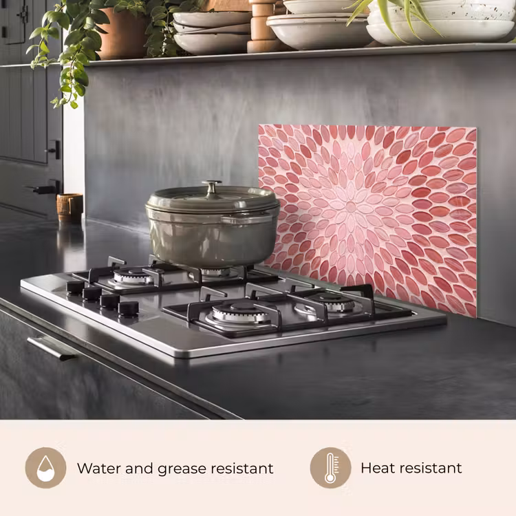 Kitchen splashback for hob - Pattern - Mosaic - Oval - Abstract - Pink — 2
