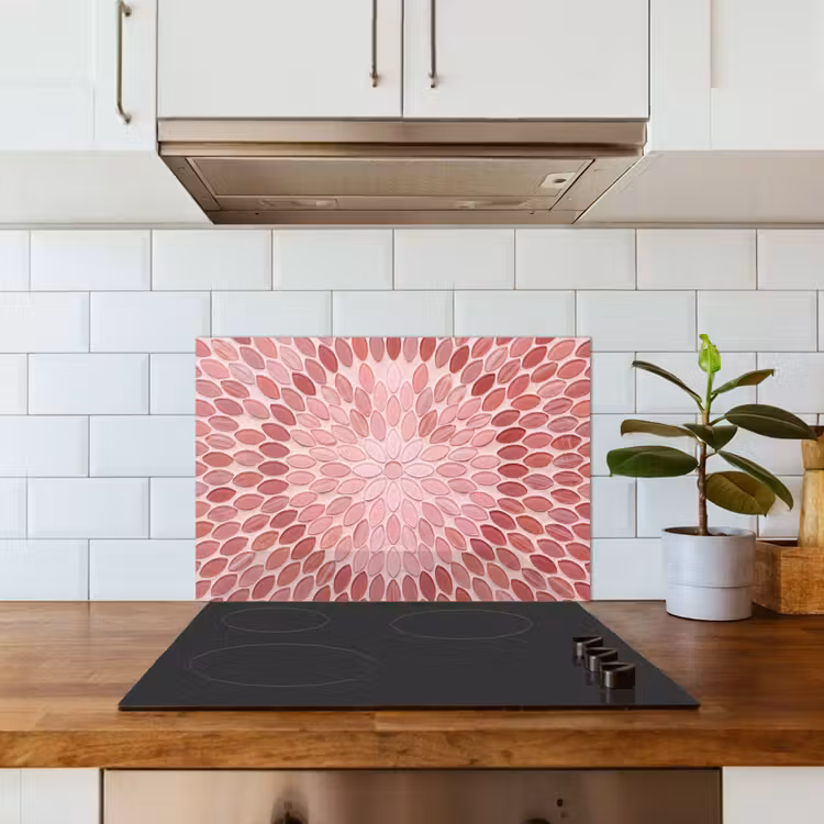 Kitchen splashback for hob - Pattern - Mosaic - Oval - Abstract - Pink — 3