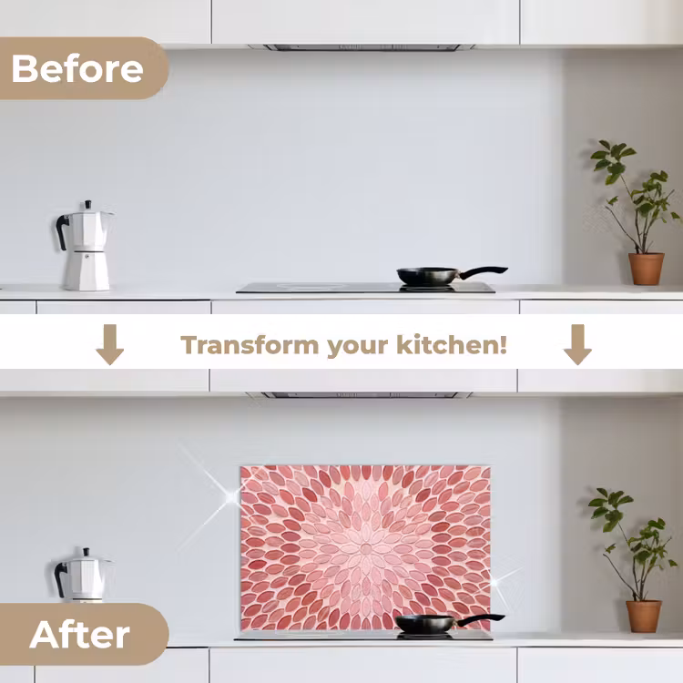 Kitchen splashback for hob - Pattern - Mosaic - Oval - Abstract - Pink — 7