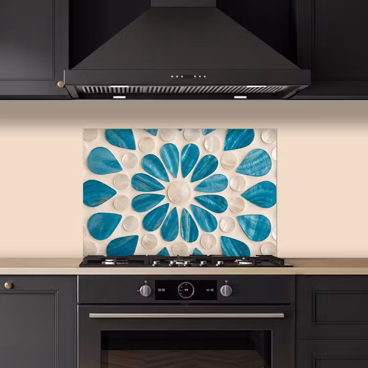 Kitchen splashback for hob - Pattern - Mosaic - Shells - Abstract - Turquoise — 5