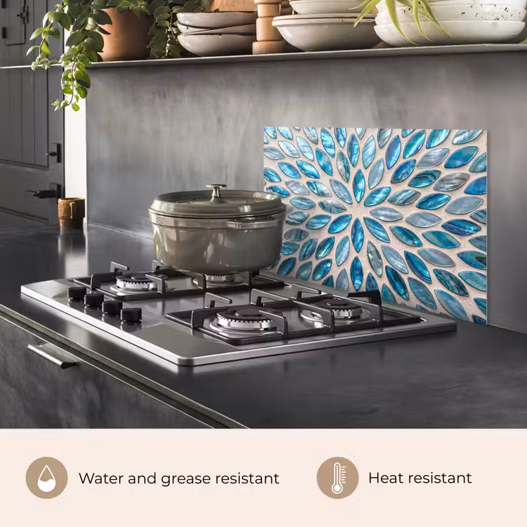 Kitchen splashback for hob - Pattern - Shine - Abstract - Blue - Decoration — 2
