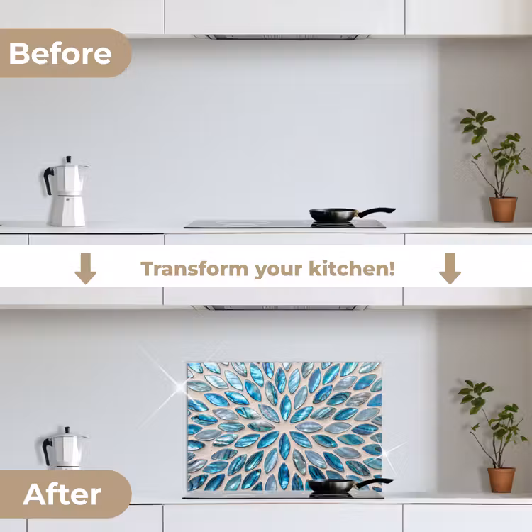 Kitchen splashback for hob - Pattern - Shine - Abstract - Blue - Decoration — 7