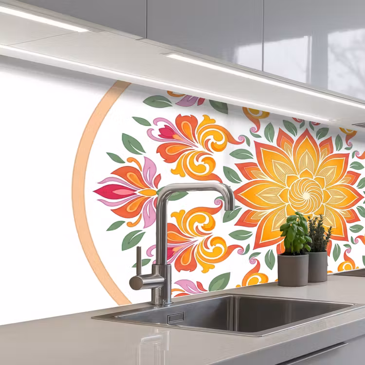 Kitchen splashback - Mandala - Flowers - Decoration - Colorful - Abstract — 2