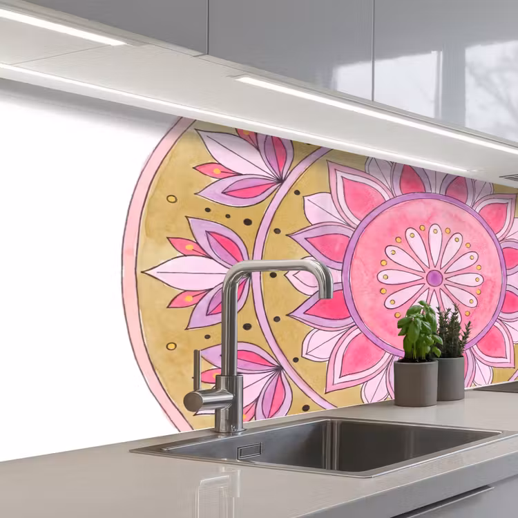 Kitchen splashback - Mandala - Pattern - Art - Watercolor - Pink — 2