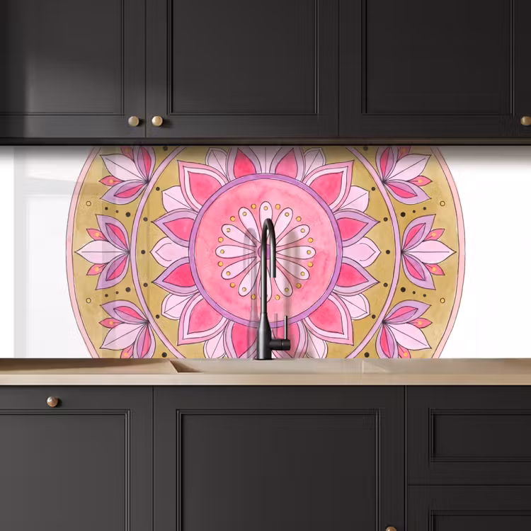 Kitchen splashback - Mandala - Pattern - Art - Watercolor - Pink — 6