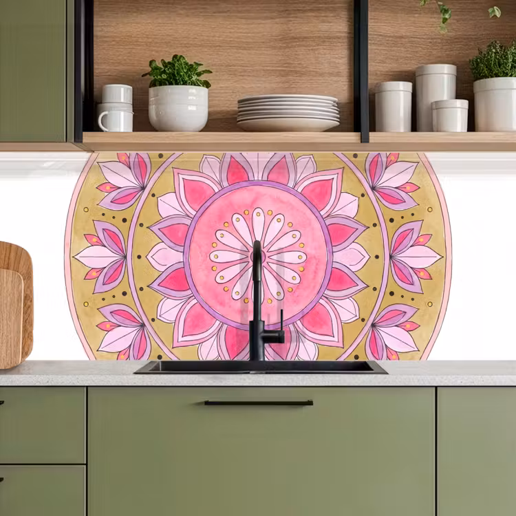 Kitchen splashback - Mandala - Pattern - Art - Watercolor - Pink — 8