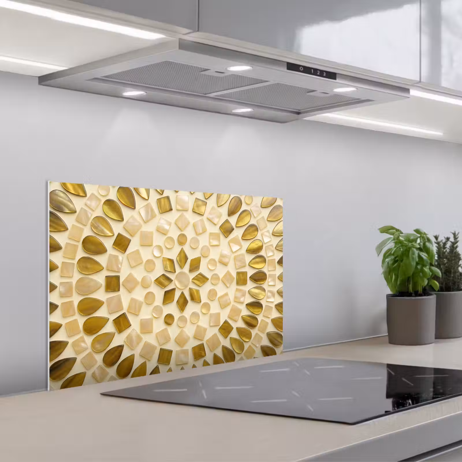 Kitchen splashback for hob - Pattern - Shapes - Mosaic - Abstract - Gold — 1