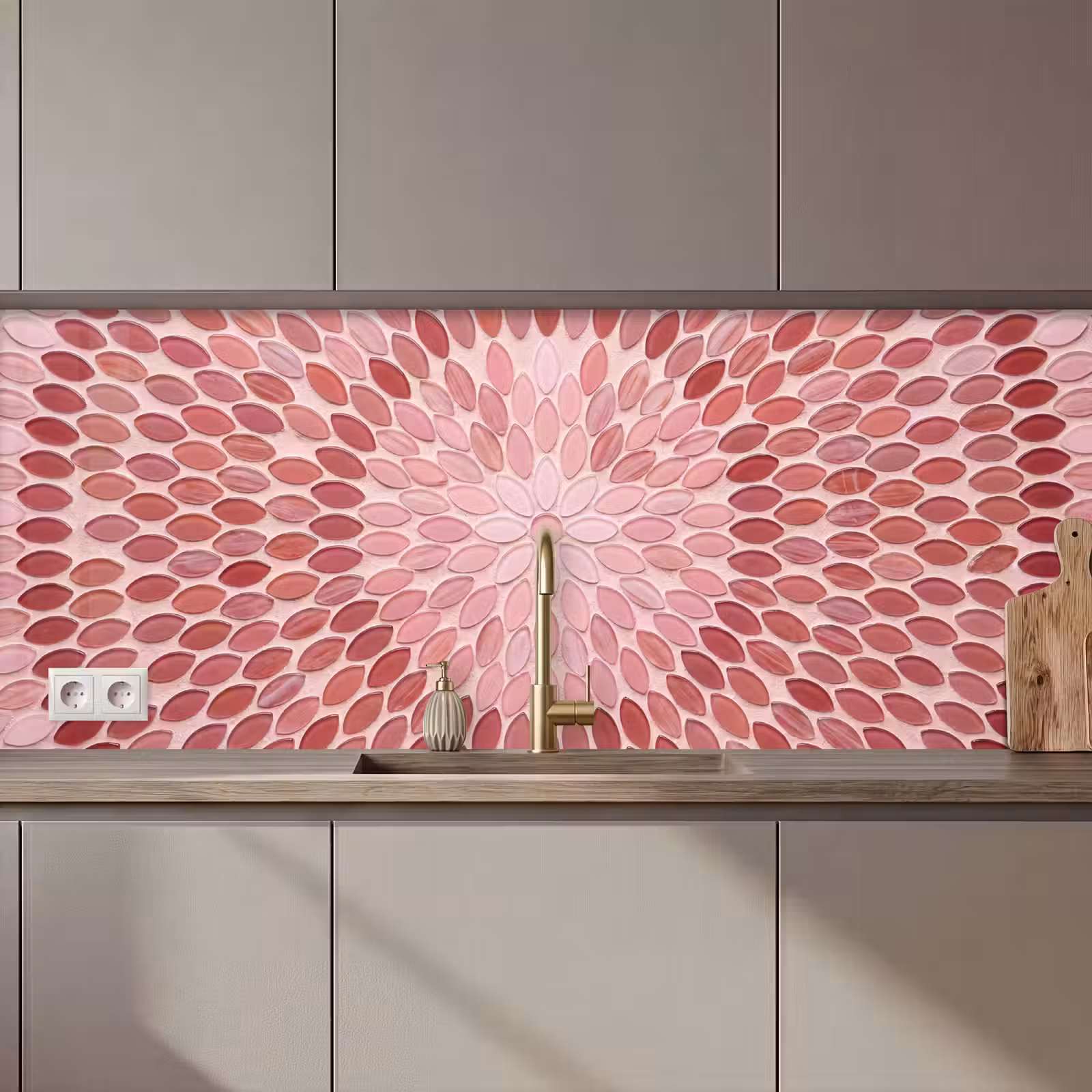 Kitchen splashback - Pattern - Mosaic - Oval - Abstract - Pink — 1