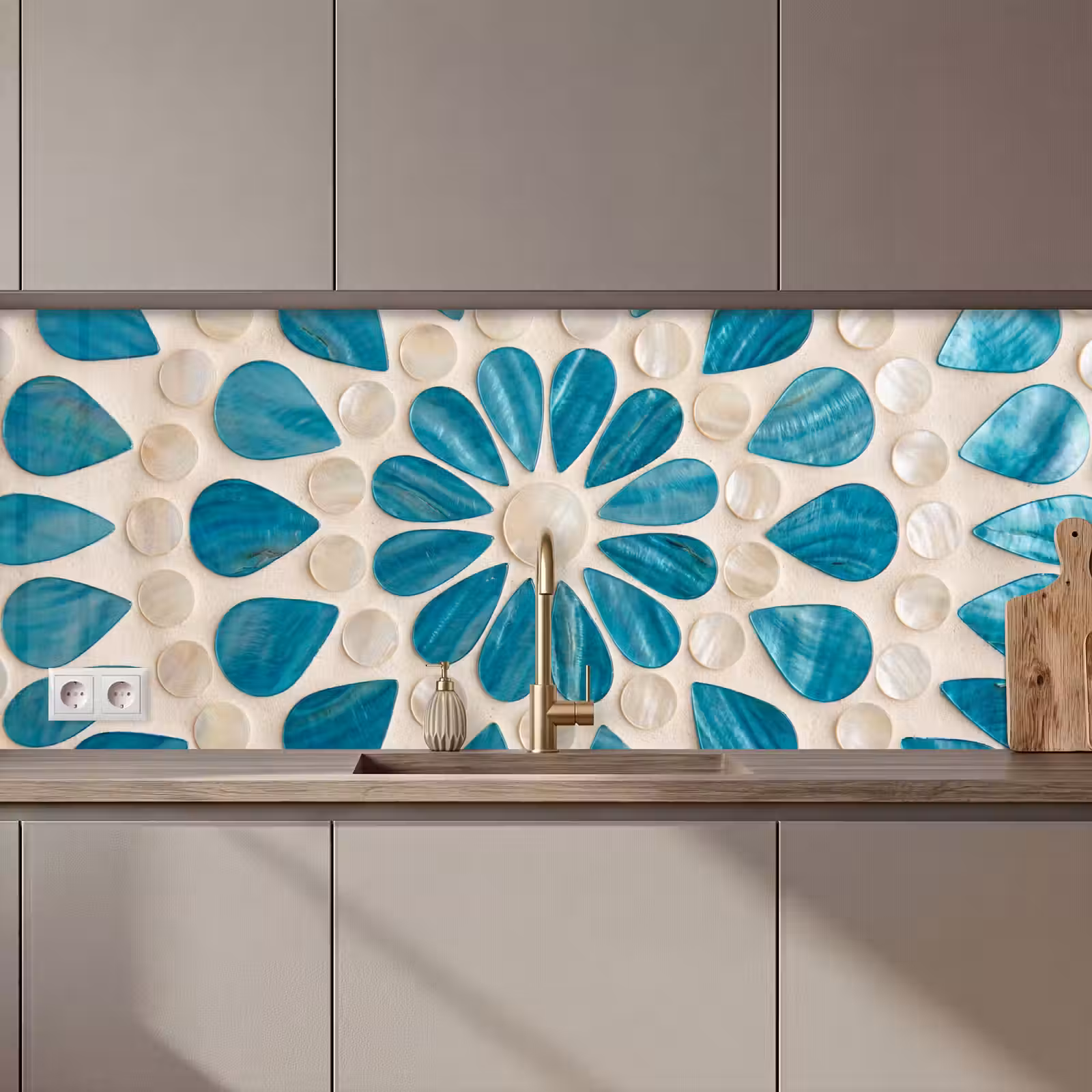 Kitchen splashback - Pattern - Mosaic - Shells - Abstract - Turquoise — 1