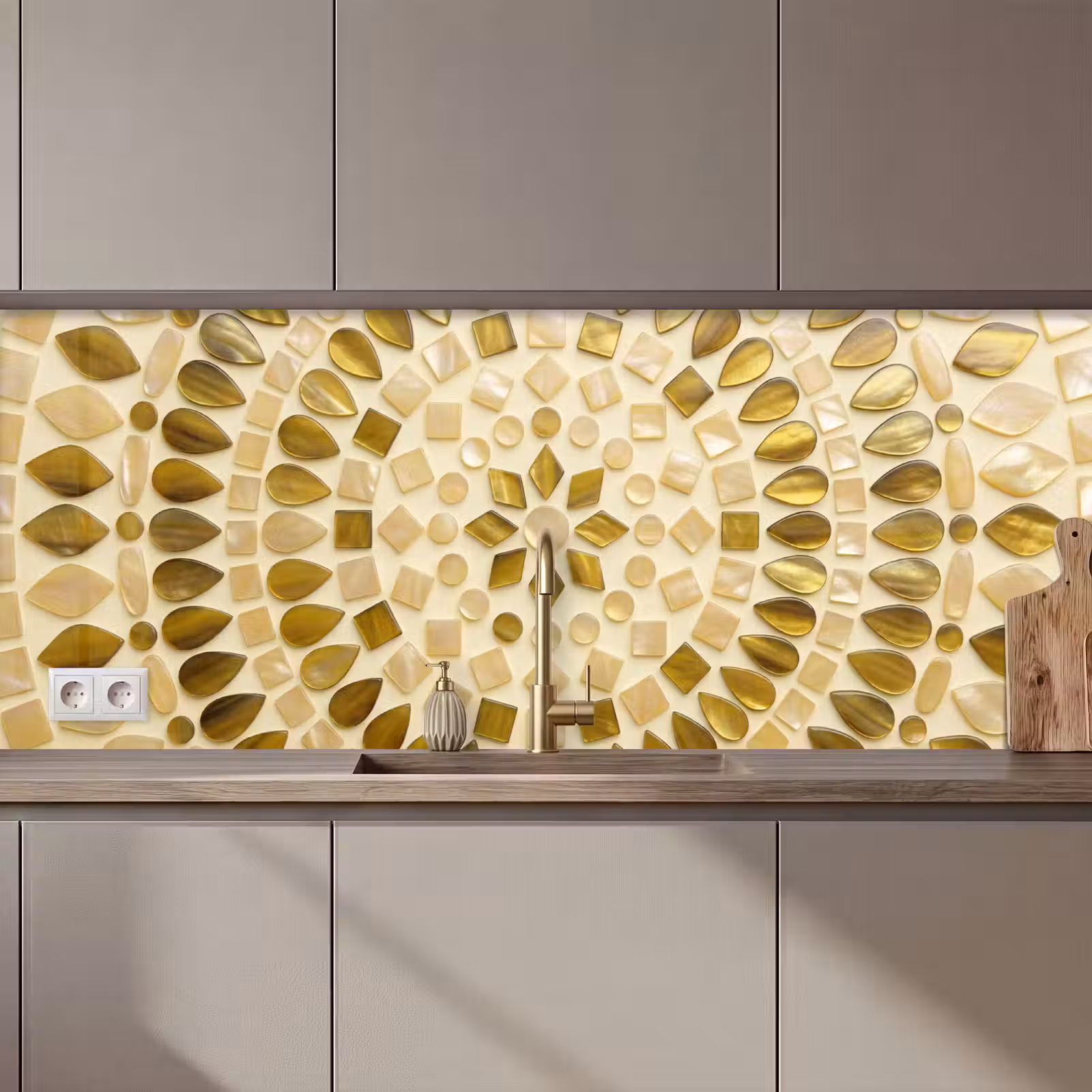 Kitchen splashback - Pattern - Shapes - Mosaic - Abstract - Gold — 1