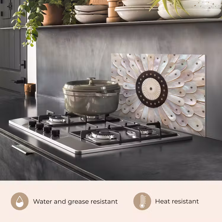 Kitchen splashback for hob - Mother-of-Pearl - Pattern - Decoration - Craft - White — 2