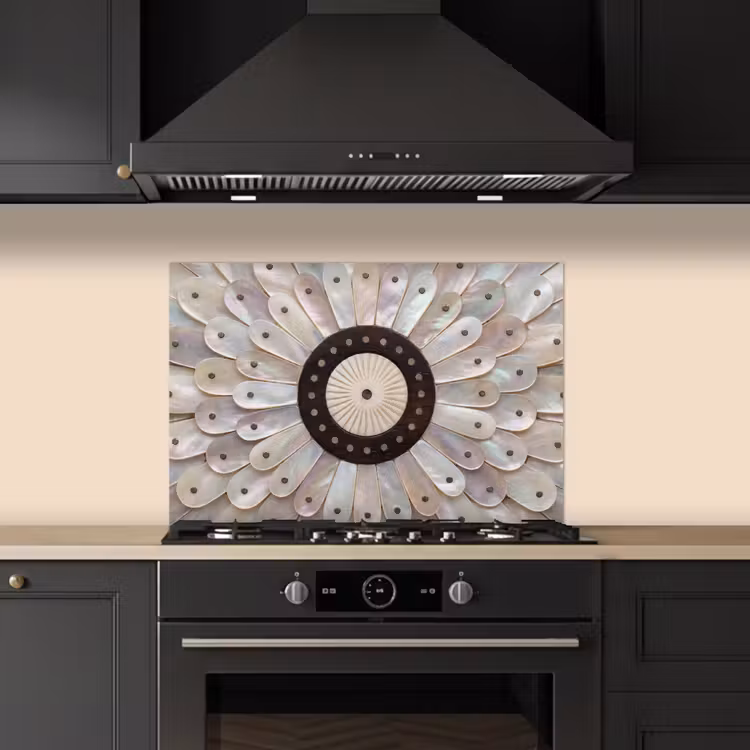 Kitchen splashback for hob - Mother-of-Pearl - Pattern - Decoration - Craft - White — 5