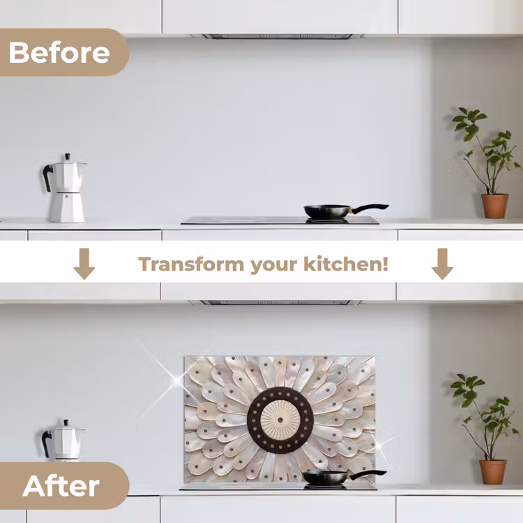 Kitchen splashback for hob - Mother-of-Pearl - Pattern - Decoration - Craft - White — 7